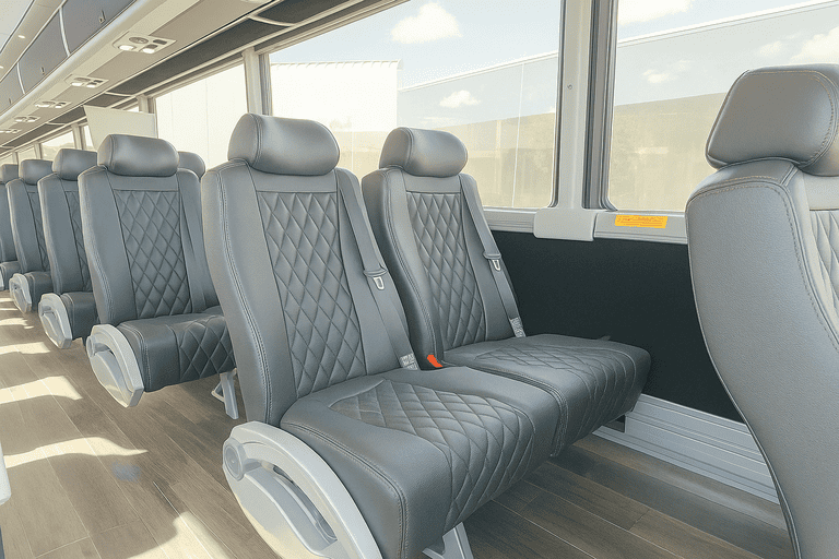 interior of Folsom Minibus Company charter bus