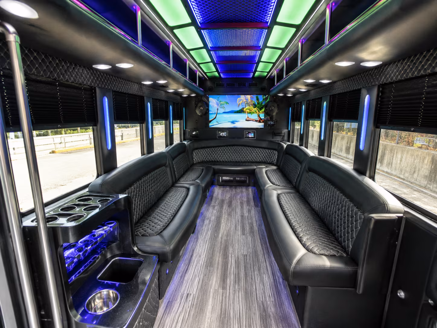 folsom 18 passenger party bus inside