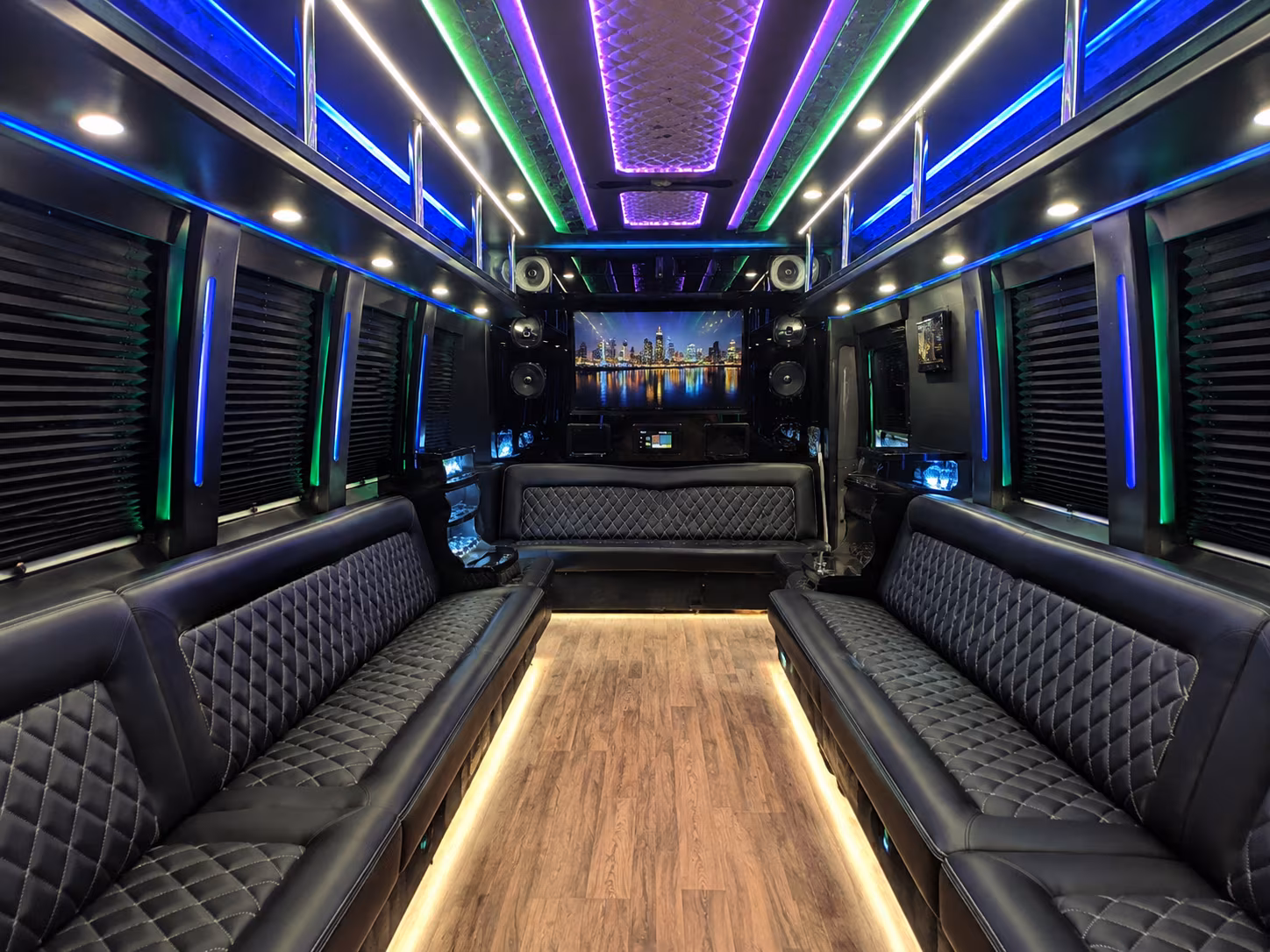folsom 25 passenger party bus interior